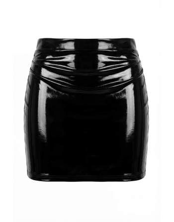 Jupe noire en simili cuir avec zip Lara
