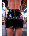 Jupe noire en simili cuir avec zip Lara