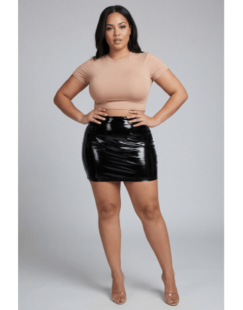 Jupe noire en simili cuir avec zip Lara