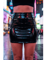 Jupe noire en simili cuir avec zip Lara