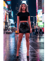 Jupe noire en simili cuir avec zip Lara