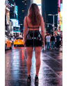 Jupe noire en simili cuir avec zip Lara