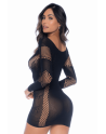 Robe manches longues en résille noire 