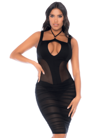 Robe noire semi transparente dos nu 
