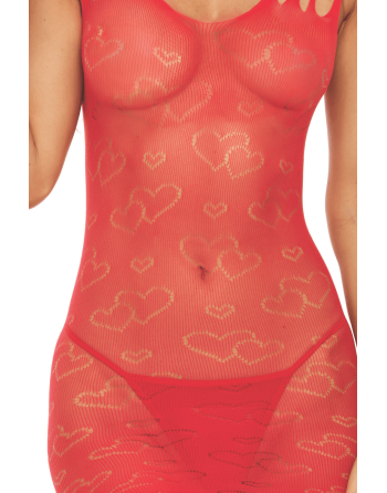 Robe résille fantaisie coeur rouge 
