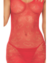 Robe résille fantaisie coeur rouge 
