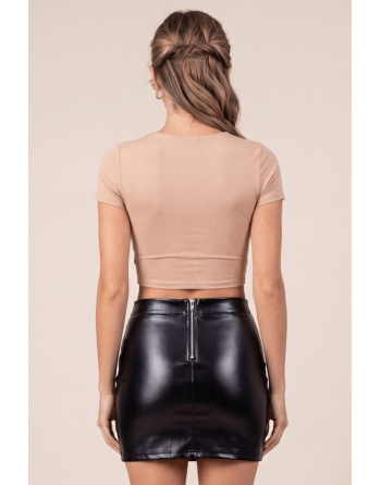 Jupe sexy courte noire wetlook Alessia