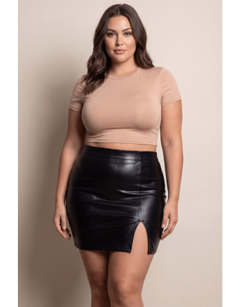 Jupe sexy courte noire wetlook Alessia