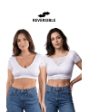 Top sexy court blanc bi matière réversible