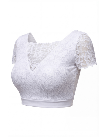 Top sexy court blanc bi matière réversible
