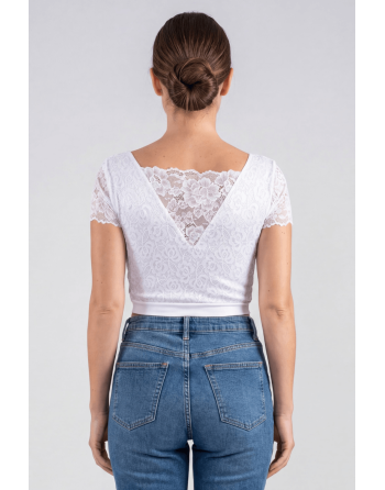 Top sexy court blanc bi matière réversible