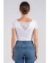 Top sexy court blanc bi matière réversible