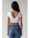 Top sexy court blanc bi matière réversible