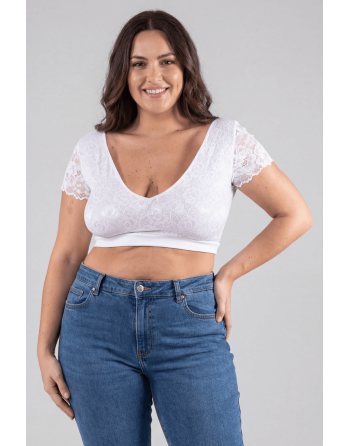 Top sexy court blanc bi matière réversible