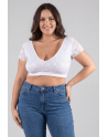 Top sexy court blanc bi matière réversible