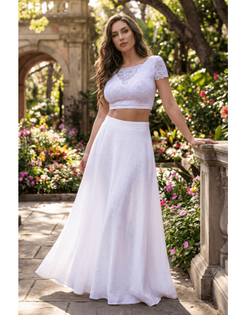 Top sexy court blanc bi matière réversible