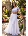 Top sexy court blanc bi matière réversible