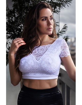 Top sexy court blanc bi matière réversible