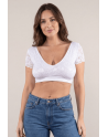Top sexy court blanc bi matière réversible