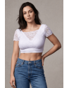 Top sexy court blanc bi matière réversible