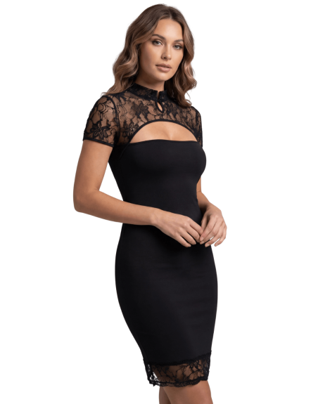 Robe courte col dentelle Athéna