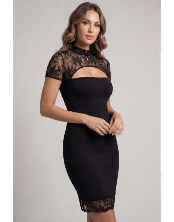 Robe courte col dentelle Athéna