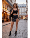 Jupe courte noire Elena fendue sur le côté