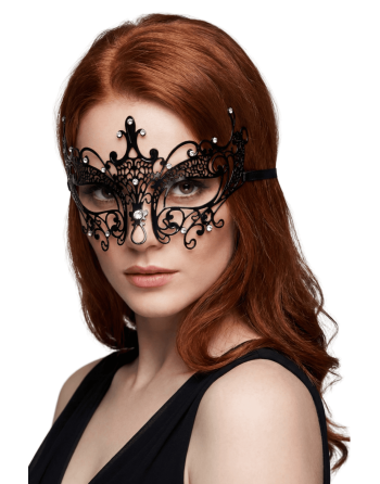 Masque vénitien Lucia rigide noir  avec strass
