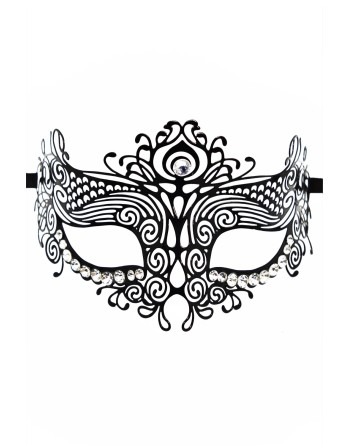 Masque vénitien Ornella rigide noir avec strass