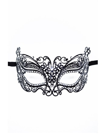 Masque vénitien Alba rigide noir avec strass