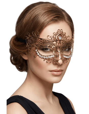 Masque vénitien Ornella rigide doré avec strass