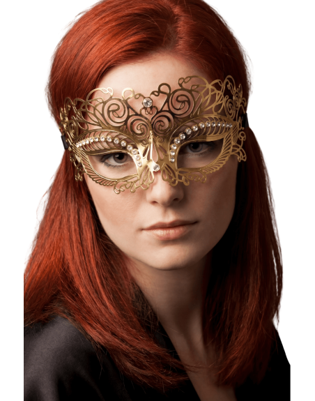 Masque vénitien Giulia rigide doré avec strass