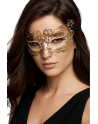 Masque vénitien Alba rigide doré avec strass