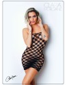 Mini Robe noire, résille avec  motif damier - Le Numéro 2 - Collection Robe 