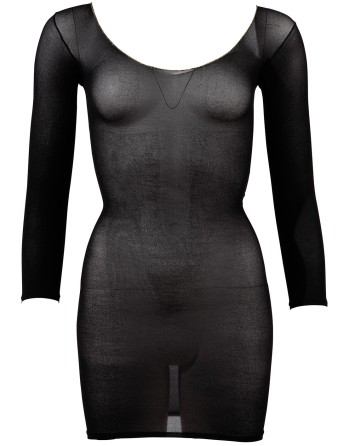 Robe en résille noire transparente, manches longues 