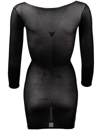 Robe en résille noire transparente, manches longues 