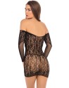 Mini robe en maille noire manches longues 