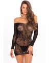 Mini robe noir manche longue transparente 