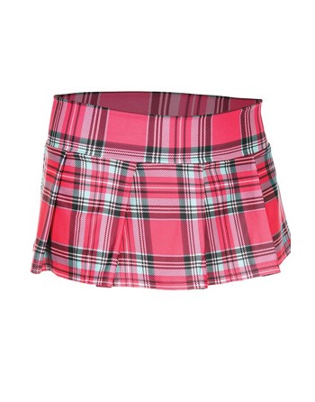 Mini-jupe plissée rose vif style ecossais 