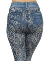 Legging bleu effet jean délavé imprimé léopard 