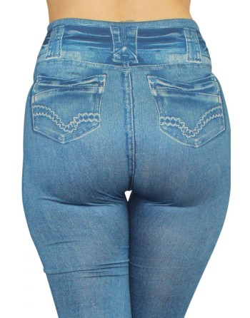 Legging bleu effet jean usé 