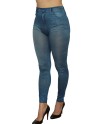 Legging bleu style jean moulant avec impressions sur poches 