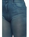 Legging bleu style jean moulant avec impressions sur poches 