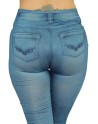 Legging bleu style jean moulant avec impressions sur poches 