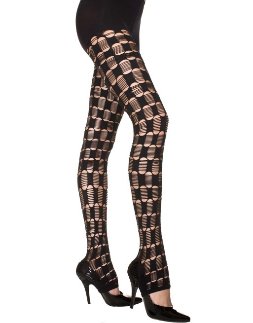 Legging noir sexy filet à motifs 