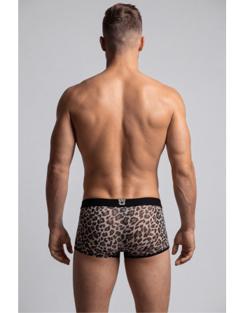 Boxer en résille imprimé léopard gris
