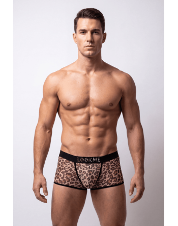 Boxer en résille imprimé léopard