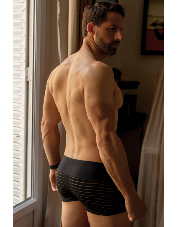 Boxer noir rayé opaque et transparent