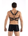 Harnais homme simili cuir avec sangles reliées par de larges anneaux