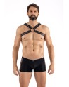 Harnais homme simili cuir larges sangles avec anneaux